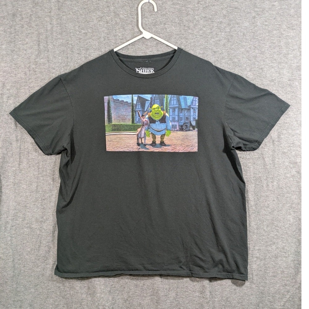 DreamWorks Shrek Donkey Graphic‎ T-Shirt Black Short Sleeve Movie Tee Sz XL